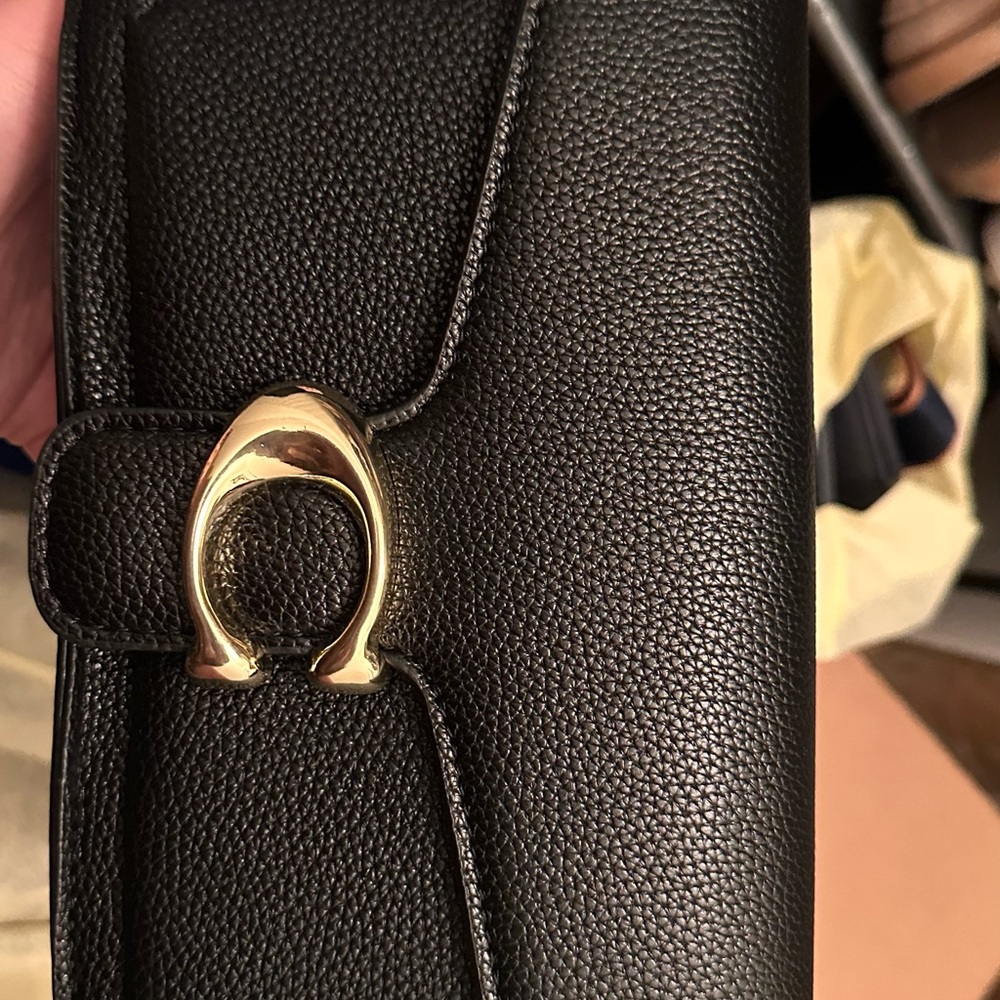 Black Leather Wallet with Gold Accent